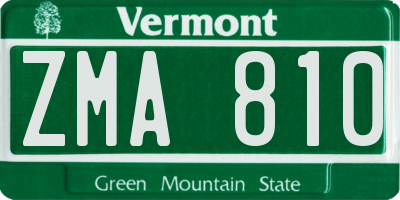 VT license plate ZMA810