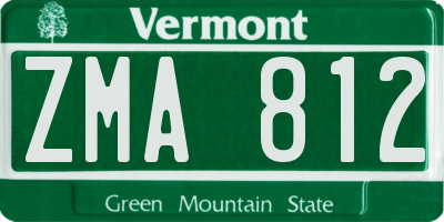 VT license plate ZMA812
