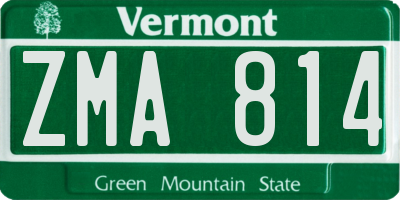 VT license plate ZMA814