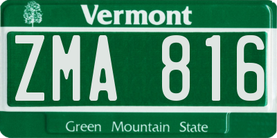 VT license plate ZMA816