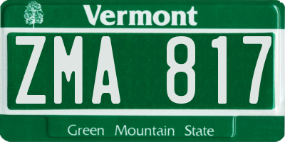 VT license plate ZMA817