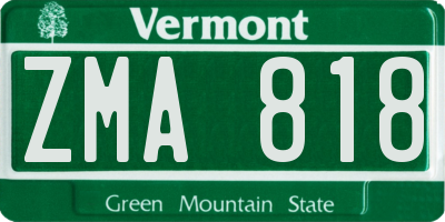 VT license plate ZMA818