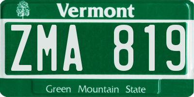 VT license plate ZMA819