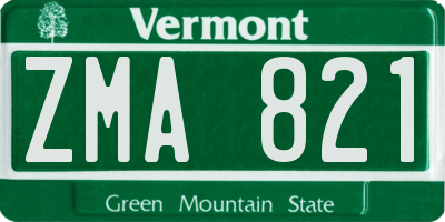 VT license plate ZMA821