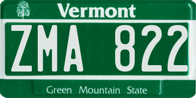 VT license plate ZMA822