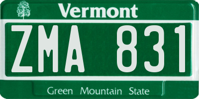 VT license plate ZMA831