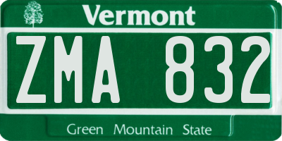 VT license plate ZMA832