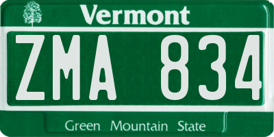 VT license plate ZMA834