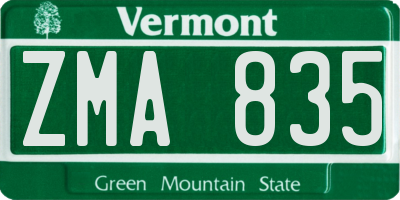 VT license plate ZMA835