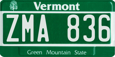 VT license plate ZMA836