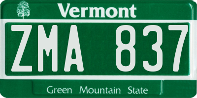 VT license plate ZMA837