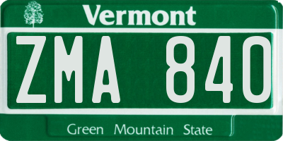 VT license plate ZMA840