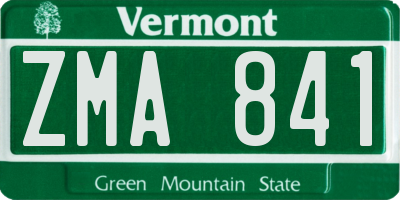 VT license plate ZMA841