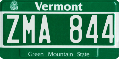 VT license plate ZMA844