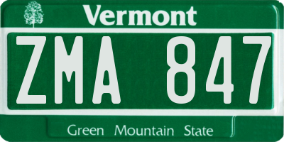 VT license plate ZMA847