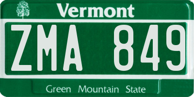 VT license plate ZMA849