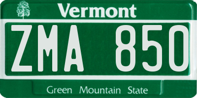 VT license plate ZMA850
