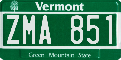 VT license plate ZMA851