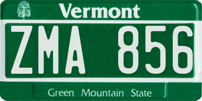 VT license plate ZMA856