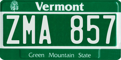 VT license plate ZMA857