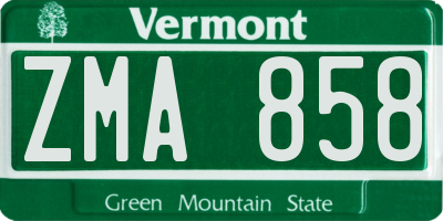 VT license plate ZMA858