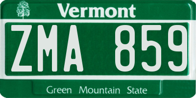 VT license plate ZMA859