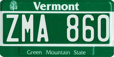 VT license plate ZMA860