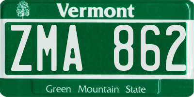 VT license plate ZMA862