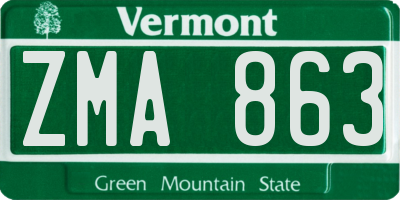 VT license plate ZMA863