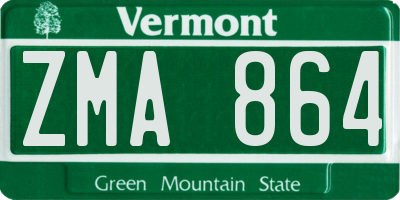 VT license plate ZMA864