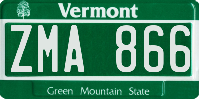 VT license plate ZMA866