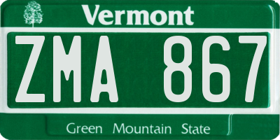 VT license plate ZMA867