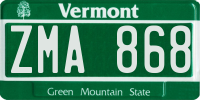VT license plate ZMA868