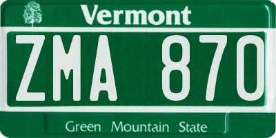 VT license plate ZMA870