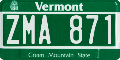 VT license plate ZMA871