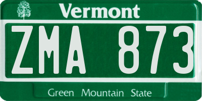 VT license plate ZMA873