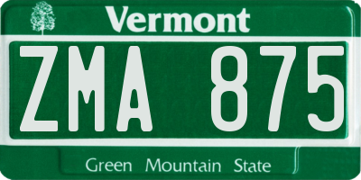 VT license plate ZMA875