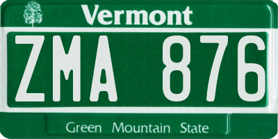 VT license plate ZMA876