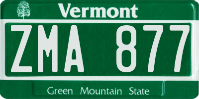 VT license plate ZMA877