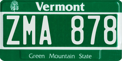 VT license plate ZMA878