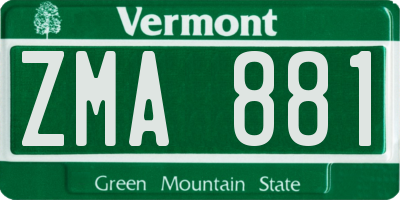 VT license plate ZMA881