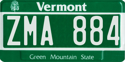 VT license plate ZMA884