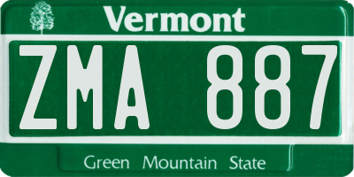 VT license plate ZMA887