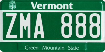 VT license plate ZMA888