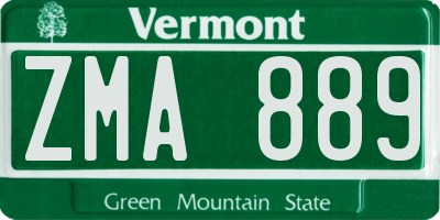 VT license plate ZMA889