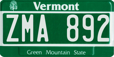 VT license plate ZMA892
