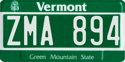VT license plate ZMA894
