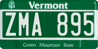VT license plate ZMA895