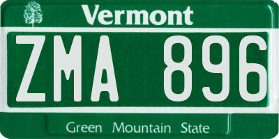VT license plate ZMA896