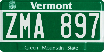 VT license plate ZMA897
